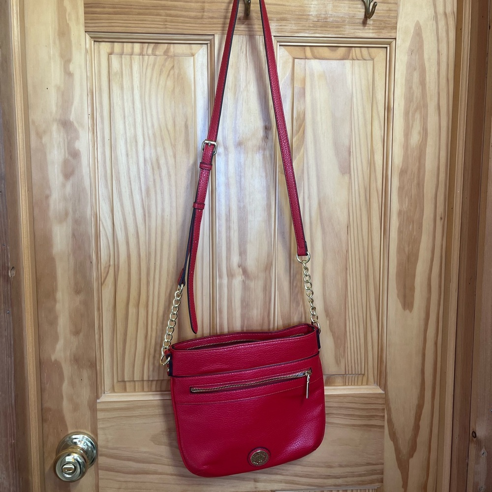 Anne Klein Red orange color and Gold hardwareCrossbody Bag with Adjustable Strap